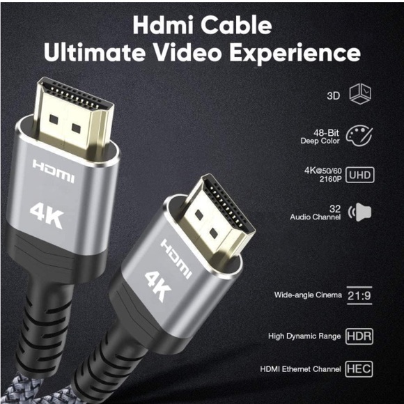 NEW 4K HDMI Cable 15FT,Highwings 2.0 High Speed 18Gbps HDMI Braided Cord-Support - Picture 5 of 7